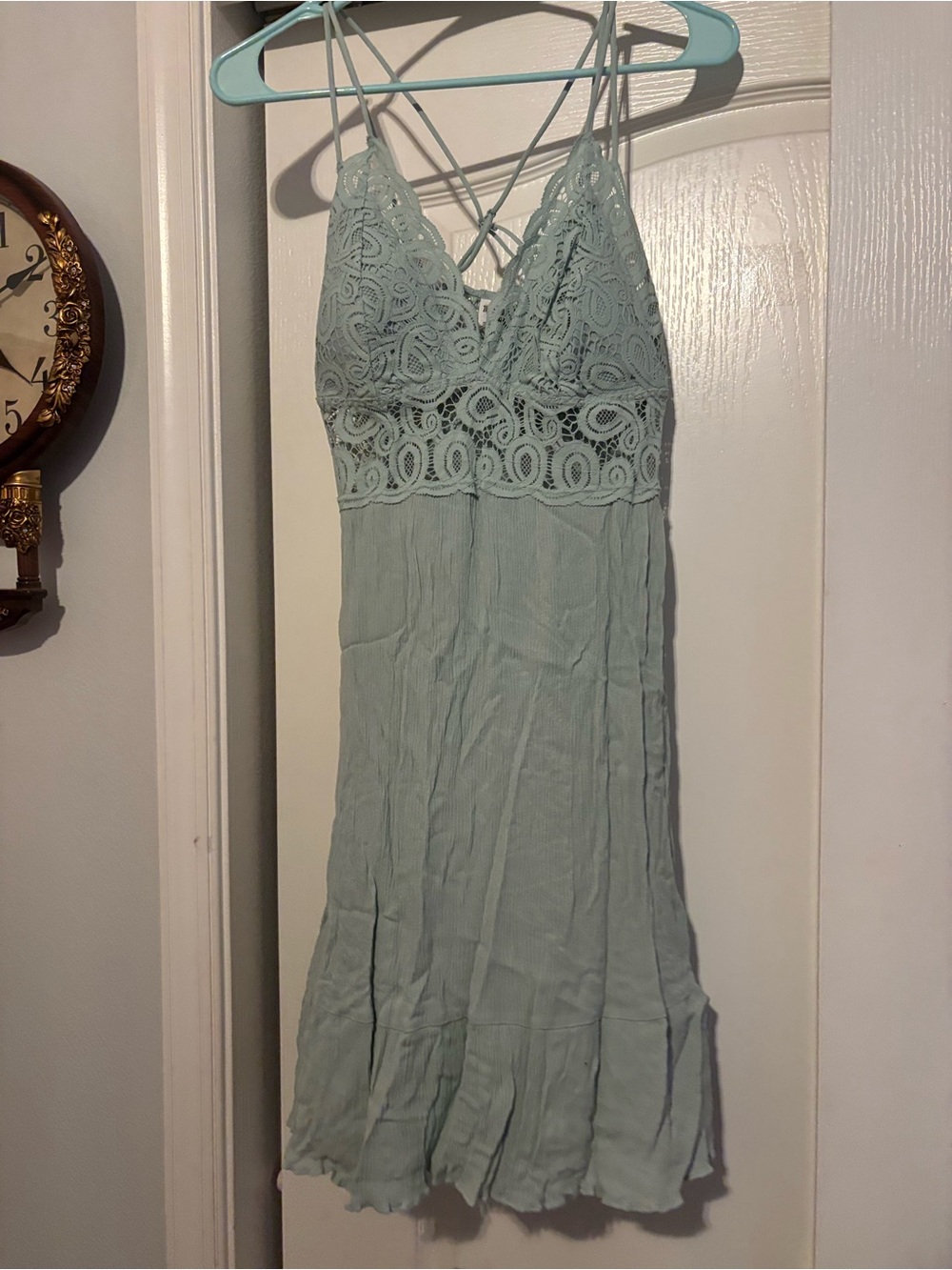 PINK Victoria's Secret Pale Blue Lace-Detail Mini Dress
